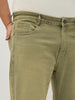 Plus Men's Ice Grey Regular Fit Whisker Washed Yellow Tint Denim Jeans Stretchable