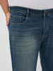 Plus Men's Light Blue Regular Fit Whisker Washed Yellow Tint Denim Jeans Stretchable