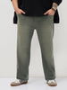 Plus Men's Grey Regular Fit Whisker Washed Yellow Tint Denim Jeans Stretchable