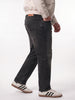 Plus Men's Black Relaxed Fit Washed Denim Jeans Non-Stretchable