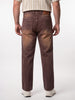 Plus Men's Brown Relaxed Fit Washed Denim Jeans Non-Stretchable