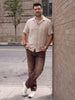 Plus Men's Brown Relaxed Fit Washed Denim Jeans Non-Stretchable