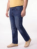 Plus Men's Dark Blue Relaxed Fit Washed Denim Jeans Non-Stretchable