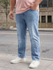Plus Men's Ice Blue Relaxed Fit Washed Denim Jeans Non-Stretchable