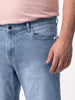Plus Men's Ice Blue Relaxed Fit Washed Denim Jeans Non-Stretchable