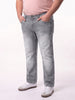 Plus Men's Ice Grey Relaxed Fit Washed Denim Jeans Non-Stretchable