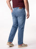 Plus Men's Light Blue Relaxed Fit Washed Denim Jeans Non-Stretchable