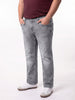Plus Men's Light Grey Relaxed Fit Washed Denim Jeans Non-Stretchable