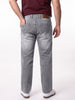 Plus Men's Light Grey Relaxed Fit Washed Denim Jeans Non-Stretchable