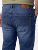Plus Men's Blue Relaxed Fit Washed Denim Jeans Non-Stretchable