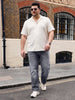 Plus Men's Grey Relaxed Fit Washed Denim Jeans Non-Stretchable