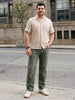 Plus Men's Olive Relaxed Fit Washed Denim Jeans Non-Stretchable