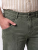 Plus Men's Olive Relaxed Fit Washed Denim Jeans Non-Stretchable