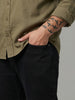 Plus Men's Black Relaxed Fit Washed Denim Jeans Non-Stretchable