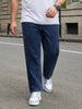 Plus Men's Dark Blue Relaxed Fit Washed Denim Jeans Non-Stretchable