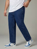 Plus Men's Dark Blue Relaxed Fit Washed Denim Jeans Non-Stretchable