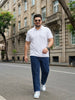 Plus Men's Dark Blue Relaxed Fit Washed Denim Jeans Non-Stretchable