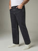 Plus Men's Dark Grey Relaxed Fit Washed Denim Jeans Non-Stretchable