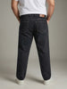 Plus Men's Dark Grey Relaxed Fit Washed Denim Jeans Non-Stretchable