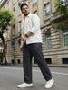 Plus Men's Dark Grey Relaxed Fit Washed Denim Jeans Non-Stretchable