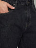 Plus Men's Dark Grey Relaxed Fit Washed Denim Jeans Non-Stretchable