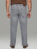 Plus Men's Ice Grey Relaxed Fit Washed Denim Jeans Non-Stretchable