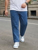 Plus Men's Light Blue Relaxed Fit Washed Denim Jeans Non-Stretchable