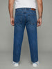 Plus Men's Light Blue Relaxed Fit Washed Denim Jeans Non-Stretchable