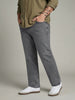 Plus Men's Light Grey Relaxed Fit Washed Denim Jeans Non-Stretchable