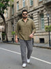 Plus Men's Light Grey Relaxed Fit Washed Denim Jeans Non-Stretchable