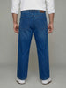 Plus Men's Blue Relaxed Fit Washed Denim Jeans Non-Stretchable