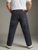 Plus Men's Grey Relaxed Fit Washed Denim Jeans Non-Stretchable