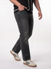 Plus Men's Black Relaxed Fit Washed Denim Jeans Non-Stretchable