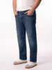 Plus Men's Dark Blue Relaxed Fit Washed Denim Jeans Non-Stretchable