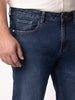 Plus Men's Dark Blue Relaxed Fit Washed Denim Jeans Non-Stretchable