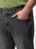 Plus Men's Grey Relaxed Fit Washed Denim Jeans Non-Stretchable