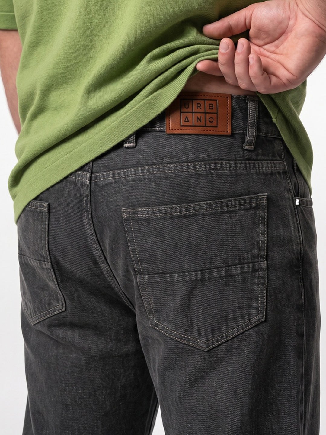 Plus Men's Grey Relaxed Fit Washed Denim Jeans Non-Stretchable