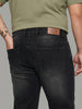 Plus Men's Black Relaxed Fit Washed Denim Jeans Non-Stretchable
