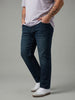 Plus Men's Dark Blue Relaxed Fit Washed Denim Jeans Non-Stretchable