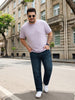 Plus Men's Dark Blue Relaxed Fit Washed Denim Jeans Non-Stretchable