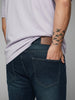 Plus Men's Dark Blue Relaxed Fit Washed Denim Jeans Non-Stretchable