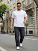 Plus Men's Dark Grey Relaxed Fit Washed Denim Jeans Non-Stretchable