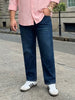 Plus Men's Blue Relaxed Fit Washed Denim Jeans Non-Stretchable
