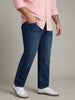 Plus Men's Blue Relaxed Fit Washed Denim Jeans Non-Stretchable