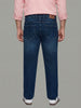 Plus Men's Blue Relaxed Fit Washed Denim Jeans Non-Stretchable
