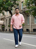 Plus Men's Blue Relaxed Fit Washed Denim Jeans Non-Stretchable