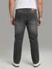 Plus Men's Grey Relaxed Fit Washed Denim Jeans Non-Stretchable