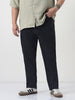 Plus Men's Black Slim Fit Washed Denim Jeans Stretchable