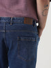 Plus Men's Dark Blue Slim Fit Washed Denim Jeans Stretchable