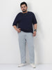 Plus Men's Ice Grey Slim Fit Washed Denim Jeans Stretchable